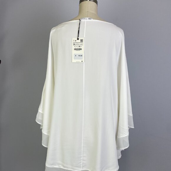 Zara Bat Sleeve Crepe and Chiffon Top - Picture 3 of 5